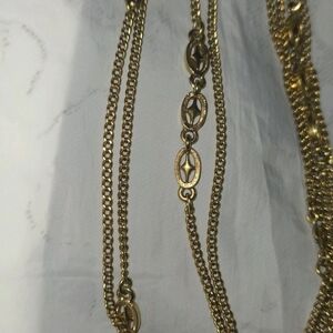 Vintage Monet Gold-tone 3 Star Chain Double Wrap Necklace